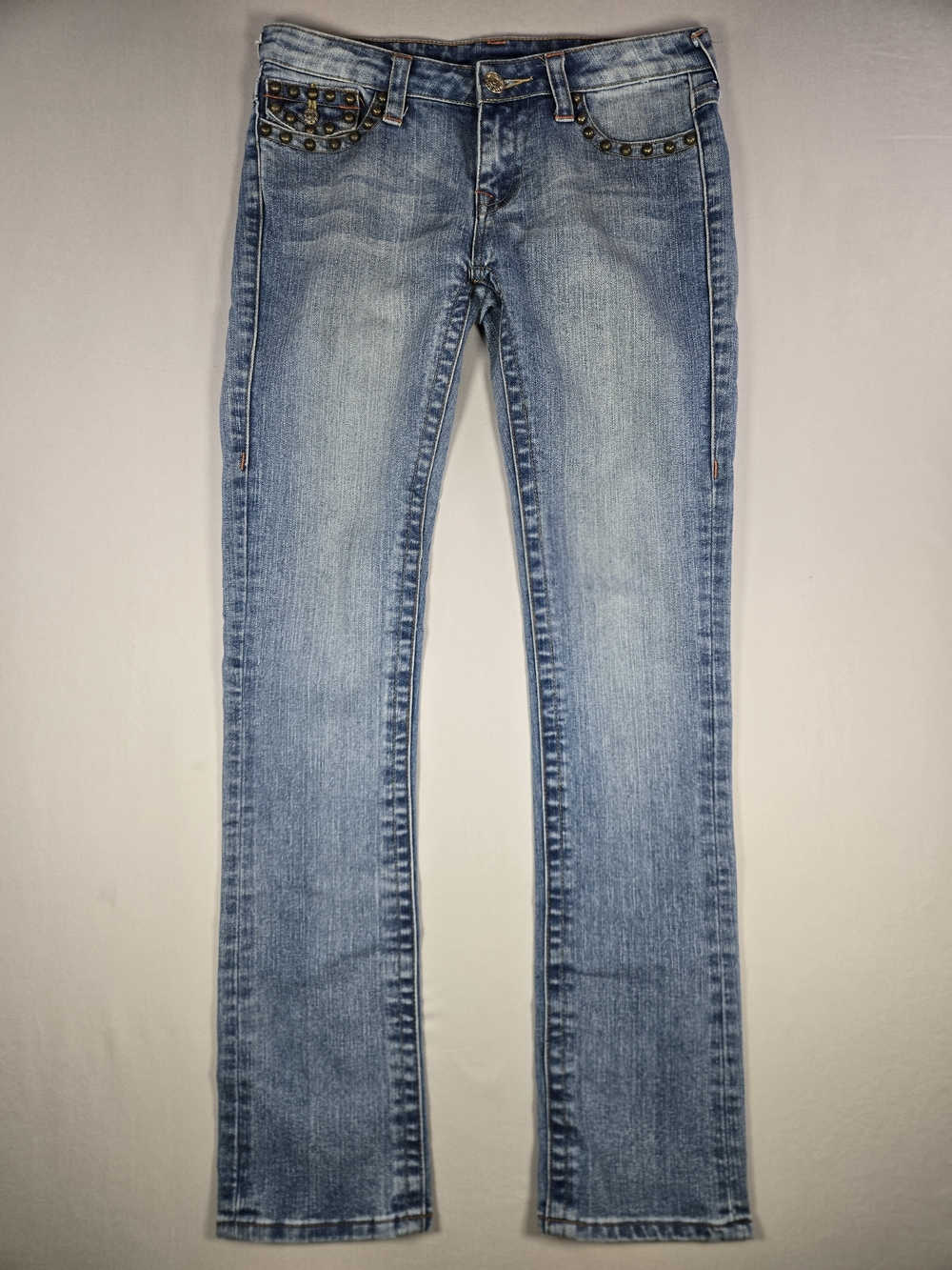 Vintage Y2K True Religion Bobby Super T Studded Jeans Size 28 (Measures 31-32)